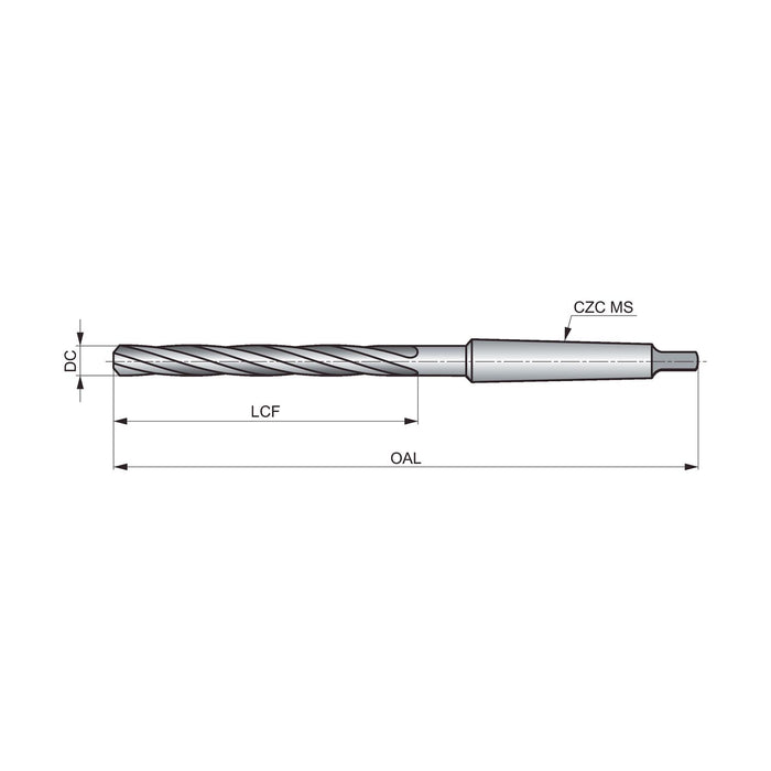 Precision Twist Drill T400 1"D 11"L 4 Flute HSS #3MT Drill Bit