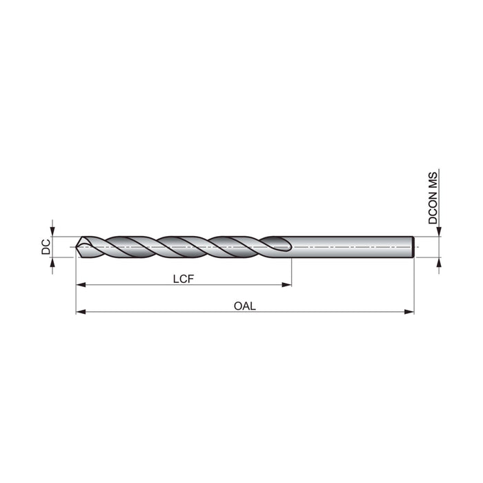 Precision Twist Drill R51 1-7/16"D 14-3/4"L HSS Straight Shank & Taper Length Drill Bit