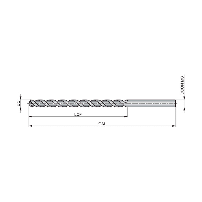 Precision Twist Drill QC91P 37/64"D 10-3/4"L Parabolic HSS Straight Shank & Taper Length Drill Bit