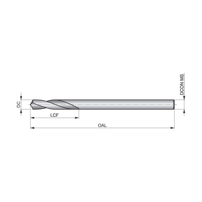 Precision Twist Drill SPR-120 1"D 8"L HSS Straight Shank & Taper Length 120° Spot Drill Bit