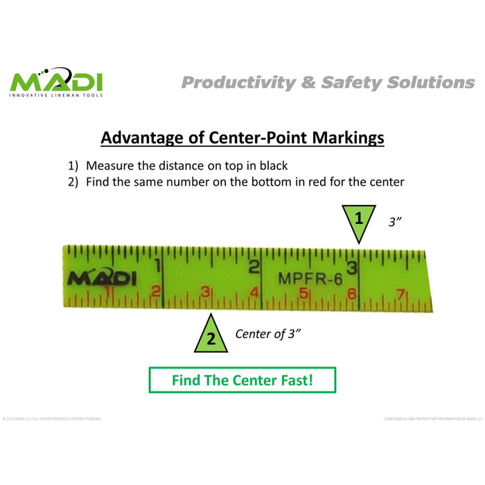 MADI MPFR-6 6' Inside Reading Fiberglass Folding Ruler