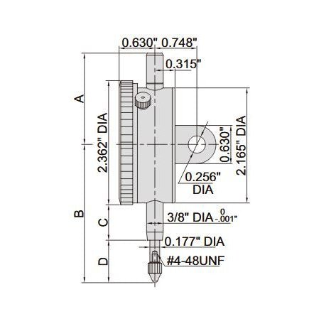 Insize 0 - 1" Lug Back 0 - 50 Dial Indicator Gauge - Shopena Supply