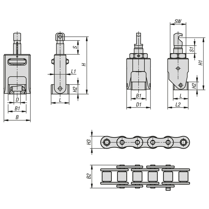 Kipp Chain Clamps (1,237.9 mm Total Chain Length) - Shopena Supply