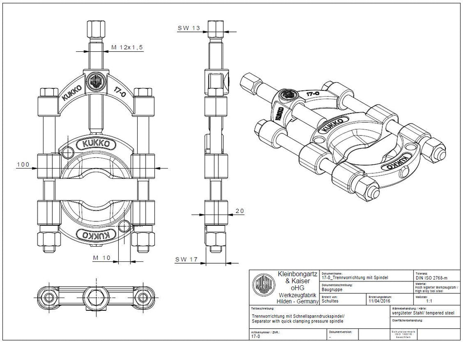 Kukko 17 - 0 Bearing Separator (8 - 60mm Quick clamping spindle) - Shopena Supply