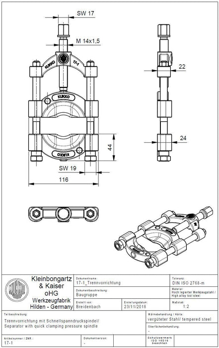 Kukko 17 - 1 Bearing Separator (12 - 75mm Quick clamping spindle) - Shopena Supply