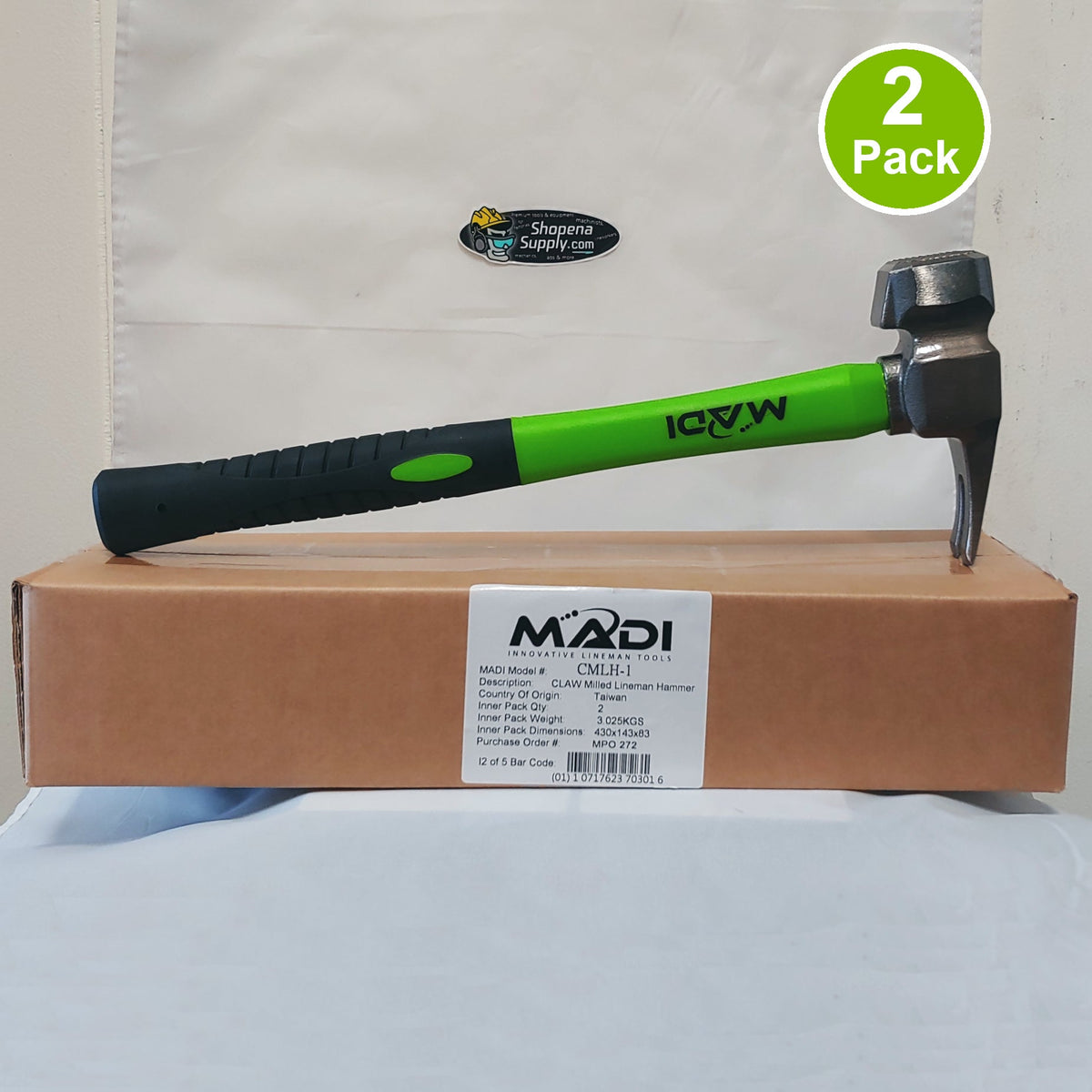Madi CMLH-1 Claw Milled Lineman Hammer (2 pack) — Shopena Supply