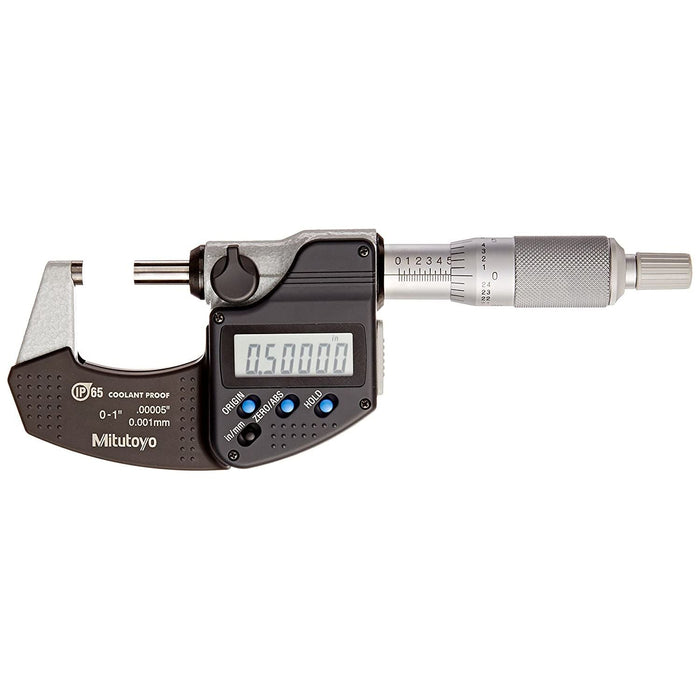 Mitutoyo 0 - 1" 25mm Coolant Proof IP65 Ratchet Stop Electronic Digimatic Micrometer w/ SPC Output - Shopena Supply