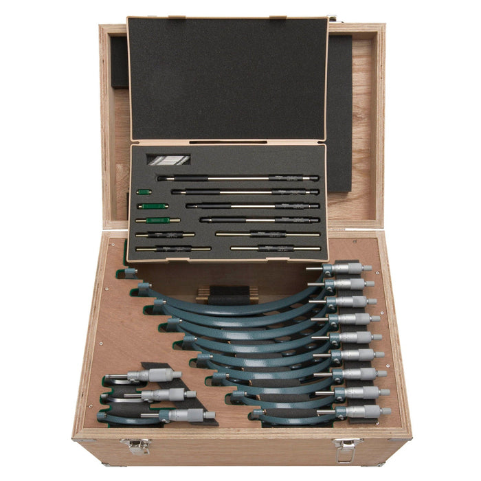 Mitutoyo 0 - 12".0010" Graduation Ratchet Stop Mechanical Outside Micrometer Set - Shopena Supply