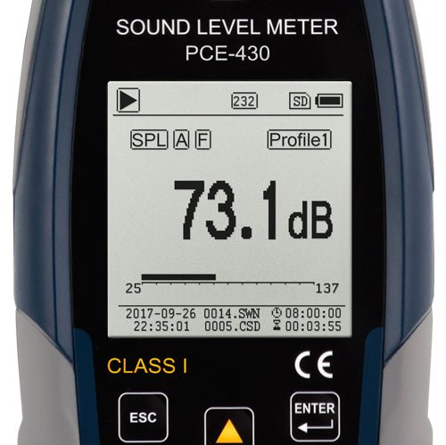 PCE 430 Class 1 Decibel Sound Meter (22 - 136dB) - Shopena Supply