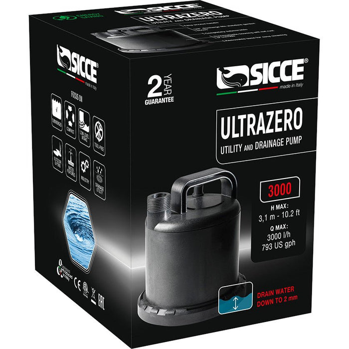 Sicce Ultra Zero Utility Water Pump (793 gph) - Shopena Supply