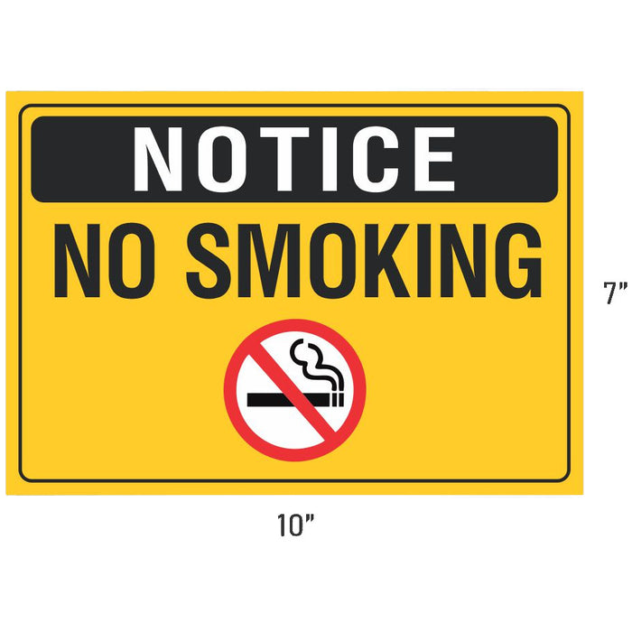Notice No Smoking 10" x 7" Vinyl Sticker Decal