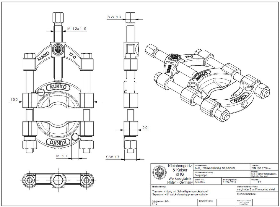 Kukko 17-0 Bearing Separator (8 - 60mm Quick clamping spindle)