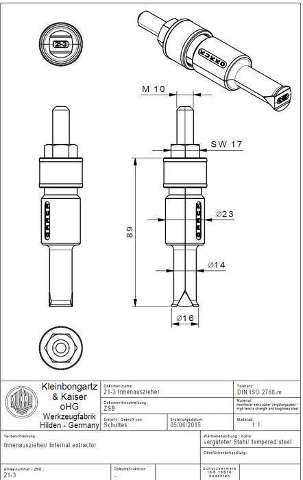 Kukko 21-3 Inner Bearing Extractor Pilot Blind Hole Puller (18 - 23mm ID)