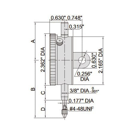 Insize 0-1" Lug Back 0-100 Dial Indicator Gauge with Calibration Cert