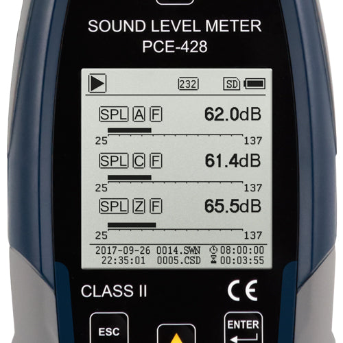 PCE 428 Class 2 Decibel Sound Meter (25 - 136dB)