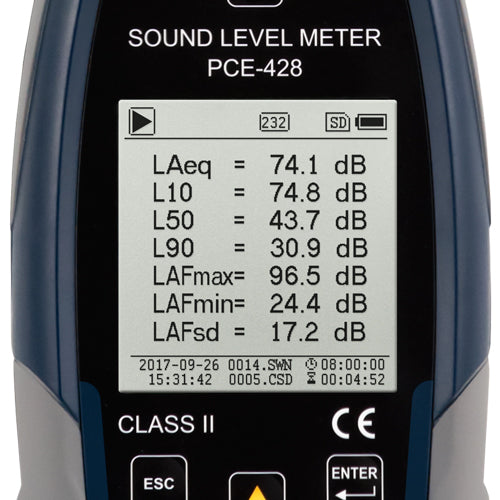 PCE 428 Class 2 Decibel Sound Meter (25 - 136dB)