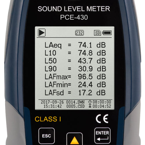 PCE 430 Class 1 Decibel Sound Meter (22 - 136dB)
